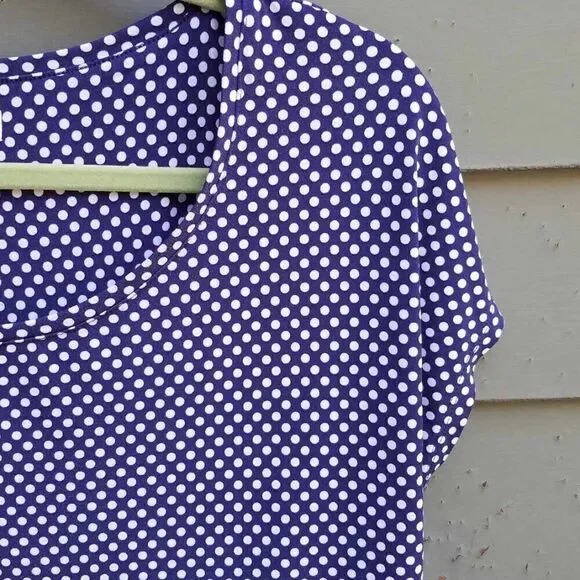 Chicos Navy White Polka Dot Top size 2 - Picture 4 of 10